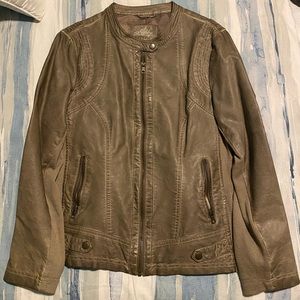 Sebby collection pleather jacket in an off brown color